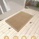 AMOAMI Upgraded Waffle Bath Mat, Super Absorbent Non Slip Bath Mats for Bathroom Floor, Washable Bathroom Rugs with Tassels, Rubber Backed Bathroom Mats, Ultra Soft, 20" x 32", Brown