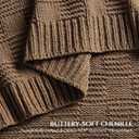 EVERGRACEHOME Modern Checkered Chenille Throw Blanket, Soft Cozy Plaid Knitted Blanket for Sofa & Couch, Decorative Knit Throw for Bed and Living Room, Camel Brown, 60" x 80"