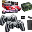 2025 Wireless Retro Gaming Console Game Stick - Plug & Play TV Game System with 20000+ Built-in Classic Games, 4K HDMI Output, 23 Emulators & Dual 2.4G Controllers (64GB Memory Card)