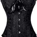Cjfdfy Women's Lace Up Bustier Corset Tops Adjustable Sexy Trendy Overbust Shapewear Large 