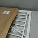 Babelio Baby Gate for Doorways and Stairs, 41-46" Pet Gate with Wide Walk Thru Door and Lock Indicator, No Drill Pressure Mounted Safety Gate with Double Lock and Self-Closing, White