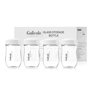Glass Breastmilk Storage Bottles, Wide Neck Breastmilk Collection Bottles, 5 oz, 4 Pack - White