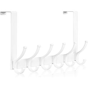 Over The Door Hooks, Door Hanger Hooks for Hanging, Over The Door Towel Racks for Bathroom, Coat Rack Door Towel Hanger Towel Hooks (1Pack, White)