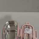 Stainless Steel Lunch Box, 2 Compartment Bento Box for Adults, Easy to Clean, Leak-Proof Design, Food Storage Container with Tableware for Family, Work, Picnics and Travel(850ml, Pink)