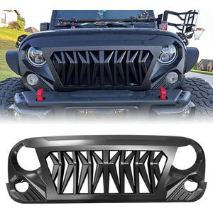 Front Grille For Jeep Wrangler JK Rubicon Sahara Sport Unlimited 2007-2018 Matte Black Shark Grill