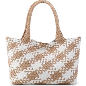 Woven Shoulder Bags for Women, Top Handle Tote Bag Vegan Leather Handbag