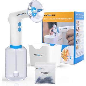 BOCOOLIFE Electric Ear Wax Removal Kit  Water Flushing Irrigation System Ears Flush Cleaner Powered Cleaning 4 Pressure Settings, Safe & Effective Ear Cleaning for Adults, Includes 5 Tips