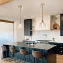 Modern Pendant Lights Kitchen Island, Gold Pendant Light with Hand-Blown Hammered Clear Glass, 7.5Inch Hanging Light Fixtures Brass Island Lights for Kitchen Sink, 1 Pack