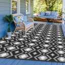 Outdoor Rug, 6x9ft Outdoor Plastic Straw Rug, ROMROL Reversible Mats, Area Rug Decor, Waterproof, Portable, Camping Mat and Rug for Indoor, Outdoors, RV, Patio, Picnic, Beach, Camping, Black and White