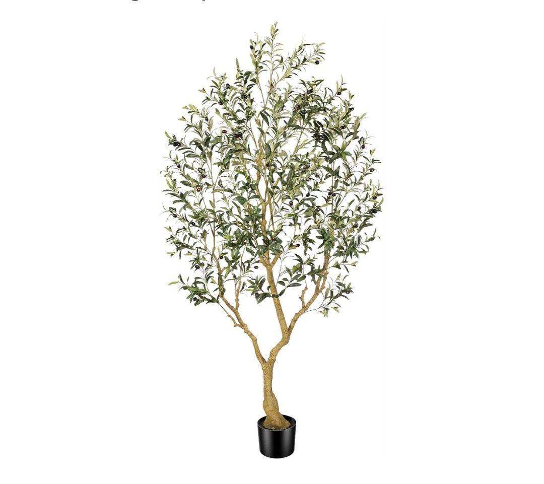 Artificial Olive Tree 7FT with Lifelike Trunk & Realistic Olives