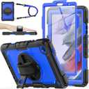 SEYMAC stock Case for Samsung Galaxy Tab A7 Lite 8.7'' with Screen Protector Pencil Holder [360 Rotating Hand Strap] &Stand, Drop-Proof Case for Samsung A7 Lite 2021 SM-T220/T225/T227, Blue/Black