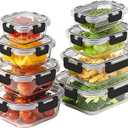 8 Pack Borosilicate Glass Food Storage Containers with Lids, Glass Meal Prep Containers, Airtight Bento Lunch Boxes with Snap Locks, Oven, Freezer and Dishwasher Safe, BPA Free, Kitchen Storage Set