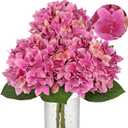 Artificial Hydrangea Flowers Real Touch Faux Hydrangeas Flower 7 Inch Large Hydrangea Heads with Unique Petal Shape, 23.6" Long Pink Hydrangeas Stems for Vase Wedding Home Table Centerpiece Decor