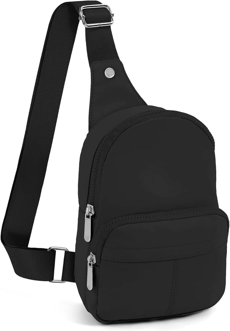 Small Crossbody Bag - Cute Sling Bag for Women - Small Chest Backpack Fanny Pack for Casual, Travel, Hiking (Black)