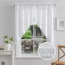 Beda Home Tassel Linen Textured Swag Curtain Valance for Farmhouses’ Kitchen; Light Filtering Rustic Short Swag Topper for Small Windows Bedroom Privacy Added Rod Pocket Design (White 36x45- Set of 2)