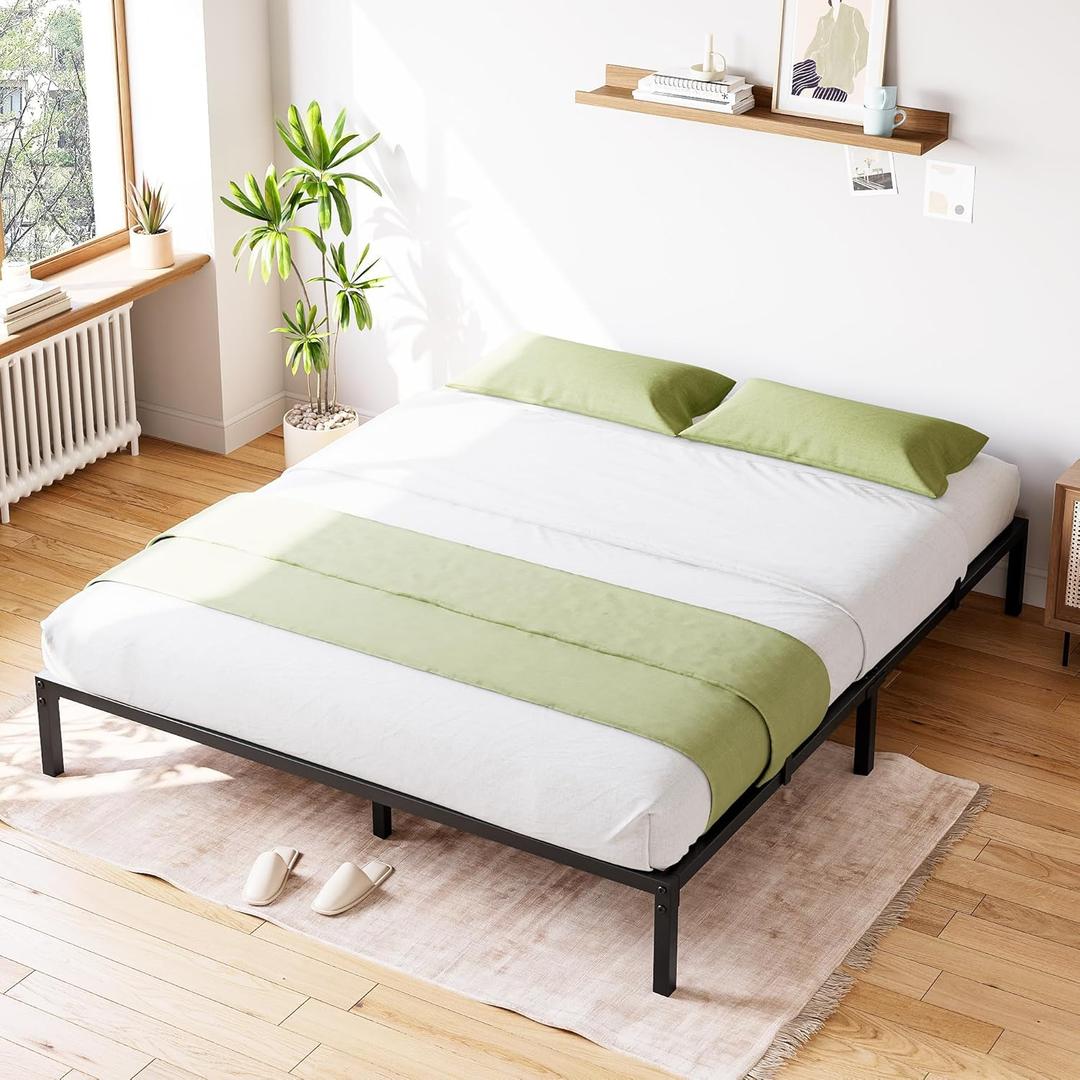 GarveeHome Full Size Bed Frame, 8 Inch Metal Platform Bed Frames with Heavy Duty Steel Slat Support, No Box Spring Needed, Noise Free,Anti-Sliding Slat,Easy Assembly, Under Bed Storage