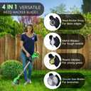 Weed Wacker Cordless Battery Powered, 4-in-1 Weed Trimmer/Lawn Edger with 4 Types Blades, Weed Electric Eater with 4.0Ah Battery*2, 21V Brush Cutter for Lawn Care and Yard Work