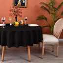 MEANMOY Black 210 GSM Water & Stain Resistant Round Tablecloth for Circle Table - Solid 48 Inch Table Cloth Cover in Wrinkle Free Durable Washable Polyester Fabric for Wedding, Party, Banquet
