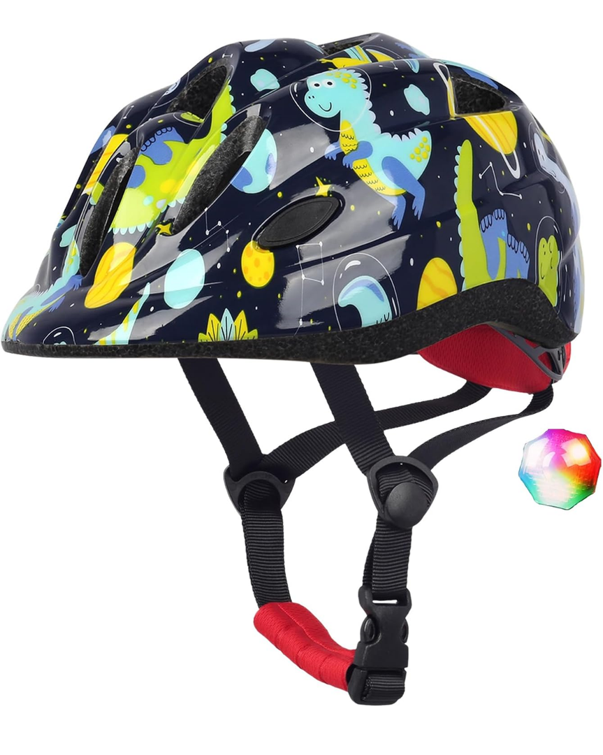 Kids Toddler Bike Helmet, Adjustable Boys Girl Helmets from Baby to Children(Age 1-8), Multi Sports for Bicycle Skate Scooter with LED Light XS