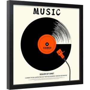 12.6x12.6 Vinyl Record Frame 1 Pack, Black Wooden Album Cover Display Frame with Tempered Glass Cover for Any 12 By 12 Inch Lp Record Cover