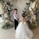 Lace Tulle Flower Girl Dresses for Wedding Party Kids Prom Ball Gown GZY230 (White, XS)