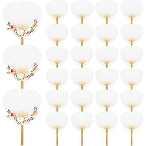 Geelin 100 Pcs Wedding Paddle Fans for Guests Bulk Portable Handheld Paper Japanese Fan for Wedding Party Favor Supplies (White)