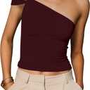 Summer One Shoulder Tops for Women Going Out Asymmetric Strapless Tube Top Party Trendy Sleeveless Y2k Top (Small, Red)
