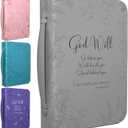 DEHITE Bible Cases for Woman  Leather Bible Covers for Women  Carrying Bag for Woman  Pen Slots  Zippered Pocket  Premium Faux Leather Holder  Christian Floral Accessories (Large, Grey)