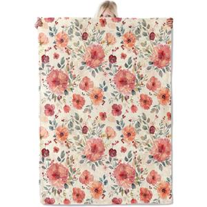 ICAAV Watercolor Floral Blanket Flannel Throw 50x60in,Soft Pink,Coral and Burgundy Flowers on Cream Background,Cozy Lightweight Throw for Women,Girls,Romantic Home Decor Gifts Blankets