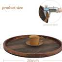 Gurfuy 20" Rustic Wooden Serving Tray - Extra Large Round Ottoman Table Tray for Farmhouse Decorative Oversized Coffee Table Trays Living Room Kitchen Counter Breakfast Brown
