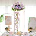 Gold Stand Wedding Centerpieces for Tables - 39.4in Tall Vases for Centerpieces, 2 Pcs Metal Column Flower Stand, Rectangular Flower Display Rack, Wedding Decorations for Tables, Party, Events, Home