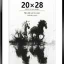 20x28 Metal Picture Frame - 20 x 28 Aluminum Puzzle Frame with Mat for 16x24 Photo, Tempered Glass Cover, Black Wall Hanging Photo Frame for Home Dcor