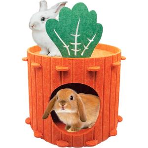 Rabbit Hideout,Felt Cloth Bunny Bed,Carrot Theme Guinea Pig Beds,Small Animal Hideaway House,Rabbits Hiding Hut for Ferret Chinchilla Hedgehog