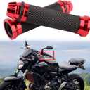 Universal 7/8" 22mm Motorcycle Handlebar Grips - Gel Rubber Compatible with Chopper, Cruiser, Street, Dirt Bike (Red)