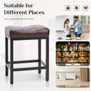 Sweetcrispy Bar Stools Set of 2, 24 Inch Counter Height Stools, PU Leather Upholstered Bar Chairs with Footrest, Modern Bar Stools for Kitchen Island, Dining, Living Room, Brown