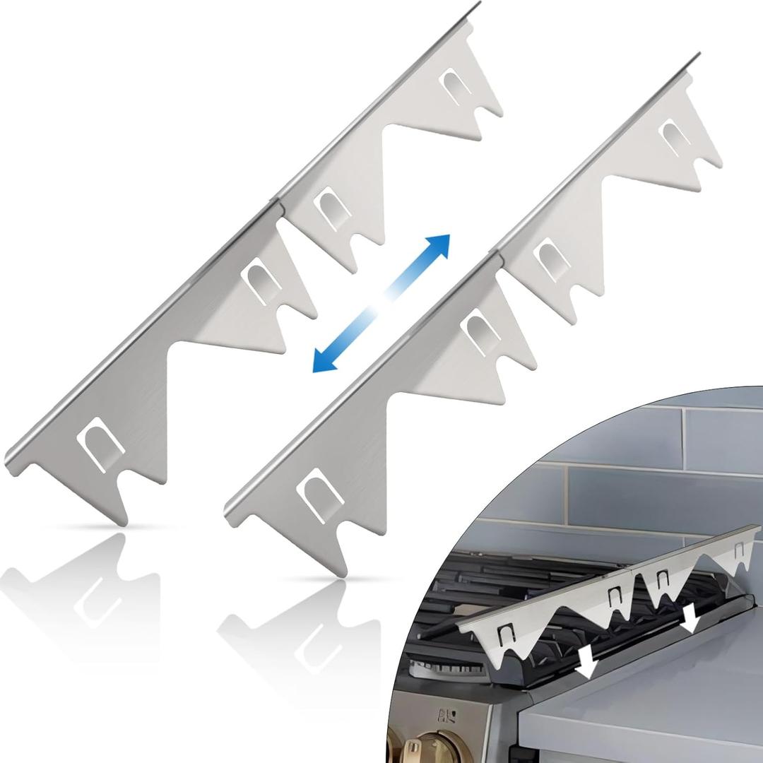 Stainless Steel Stove Counter Gap Cover (2 Pack), Oven Gap Filler, Stove Gap Filler for Kitchen, Range Trim Kit, Easy Clean with Heat Resistant, Adjustable Length 13.8 to 27.6