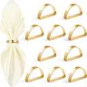 10Pcs Metal Gold Napkin Rings Set, Stainless Steel Metal Gold Napkin Holder, Fall Thanksgiving Christmas Easter Napkins Rings for Table Decor Wedding, Banquet, Party