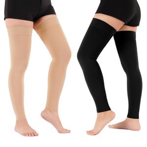 20-30mmHg Thigh High Compression Stockings for Women & Men, Footless Over the Knee Compression Socks with Silicone Band & Anti-Drop Straps, Medical Support for Varicose Veins, Edema, Swelling, DVT XXL