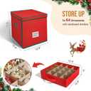 WDZREE Premium Large Christmas Ornament Storage,Box with Side Open, Drawer Style Trays - 3" Compartment, 4 Trays, Keeps 64 Holiday Ornaments -Made of Durable 600D Oxford Fabric Tear-Proof Material (Red)
