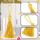 Suncalla 100 Pcs Mini Bookmark Tassels 2.4 Inch Silky Handmade Keychain Tassel Silky Floss Small Crafts for Craft Accessory Gift Tags Jewelry Keychain Making(Gold)