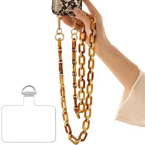Phone Crossbody Chain Cell Phone Lanyard,Acrylic Shouder Strap Universal Cellphone Chain Strap with Tether Patches Compatible with Most Phones Bag Purse (K)