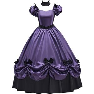 Women's Gothic Victorian Rococo Dress Civil War Southern Belle Tea Party Ball Gown Medieval Evening Dress (3X-Large, Purple)