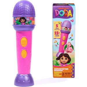 Dora, Rainforest Rhythms Microphone with Music, Sound Fx & Bilingual Phrases, Kids Toys for Girls & Boys Ages 3 and Up
