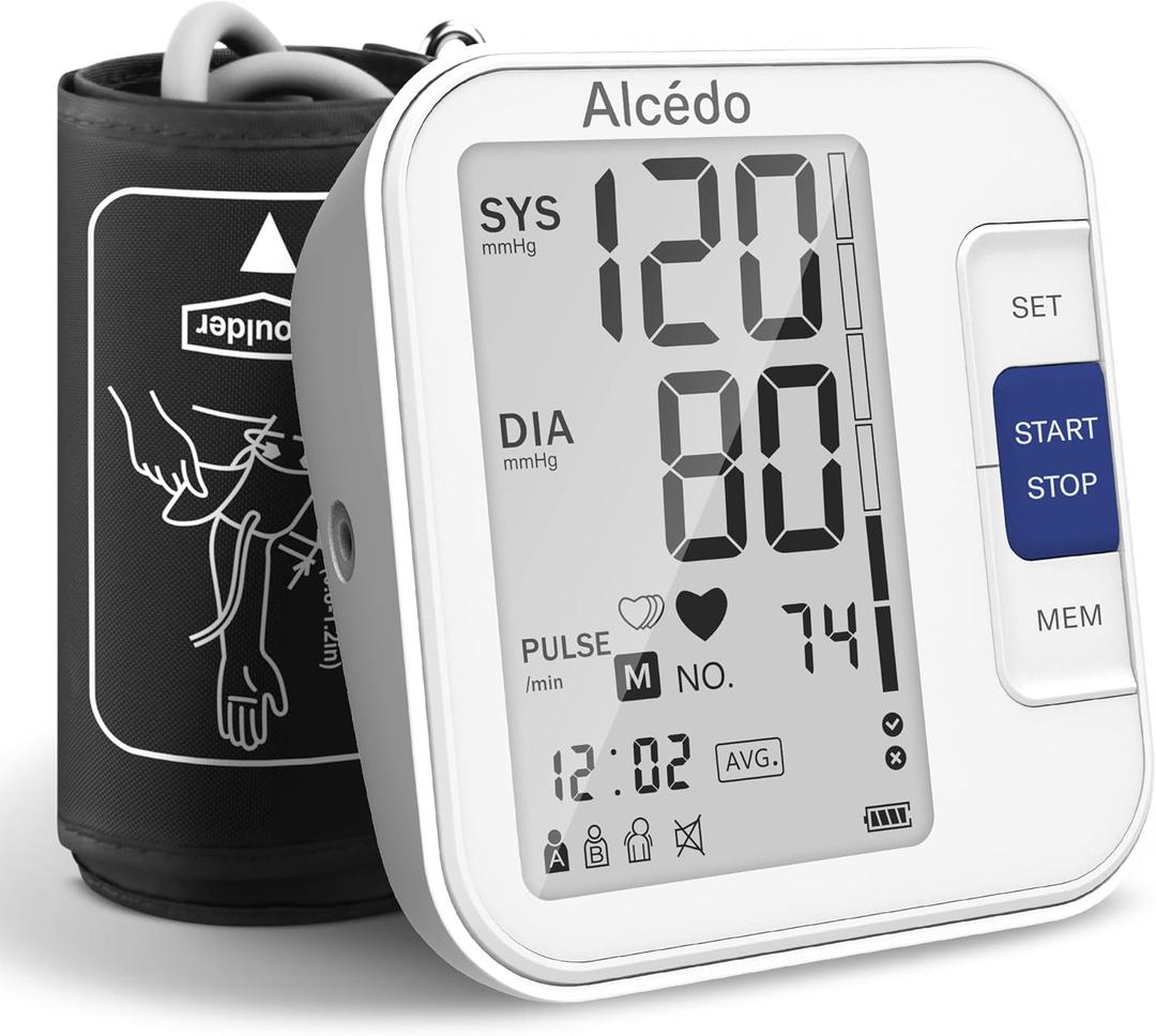 Alcedo Blood Pressure Monitor for Home Use, Automatic Digital BP Machine with Large Cuff for Upper Arm, LCD Screen, 2x120 Memory, Talking Function Alcedo Blood Pressure Monitor for Home Use, Automatic Digital BP Machine with Large Cuff for Upper Arm, LCD Screen, 2x120 Memory, Talking Function