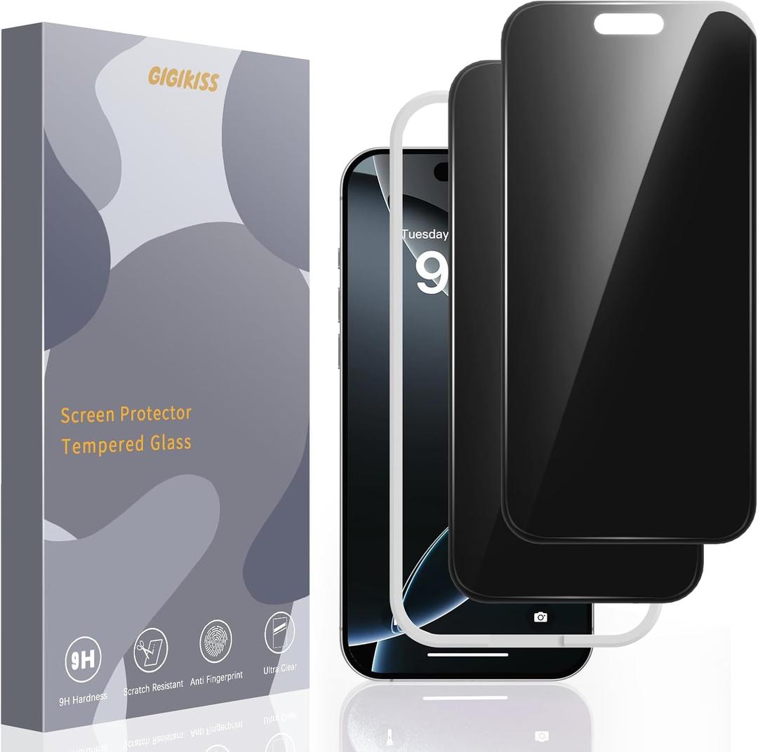 Compatible for iPhone 17 Air Privacy Screen Protector 6.5 inch, Anti Spy Anti Blue Light HD Tempered Glass Screen Protector Easy Installation, Case Friendly, 2 Pack Black
