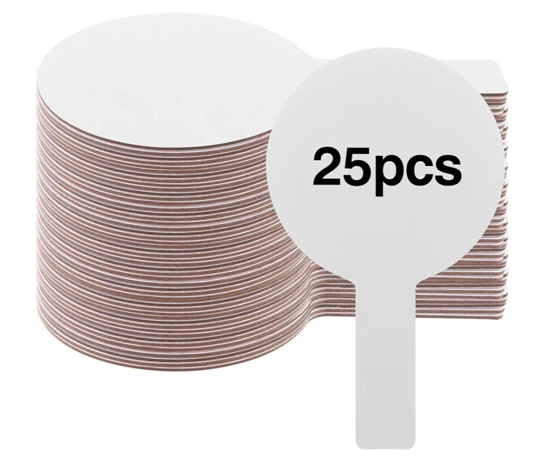 25 Pieces Dry Erase Answer Paddles Handheld Double Sided Paddles Mini White Boards Small White Board Dry Erase Signs Auction Paddles for Students Classroom Voting Games