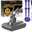 Upgraded 8000mAh V7/SV11 Battery Replacement Compatible with Dyson V7 Animal/Trigger/Motorhead/HEPA/Car+Boat/Absolute Series Cordless Vacuum Cleaner with 5 Filters (4 Pre + 1 Post)