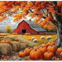 Yesad Fall Scenery Canvas Wall Art, Thanksgiving Pumpkin Autumn Landscape Poster, Autumn Farmhouse Wall Art Pumpkin Canvas Painting Picture Home Wall Décor (Unframed, 18”x12”, Fall Art1)