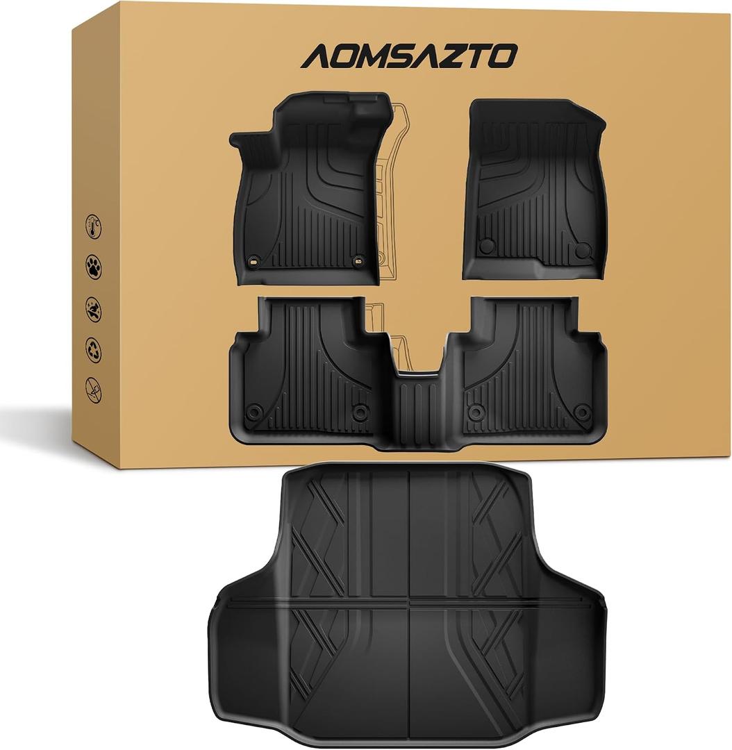 All Weather Floor Mats and Cargo Liner Fit for 2018-2022 Honda Accord Sedan, Custom Fit Floor Liners and Cargo Mat for Accord (Include Hybrid),1st 2nd Row Car Mats & Trunk Mat Full Set,Black