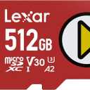Lexar 512GB PLAY micro SD Card, UHS-I, C10, U3, V30, A2, Full HD, 4K, Up to 205/140 MB/s microSDXC Memory Card, Expanded Storage for Nintendo-Switch 1, Gaming, Smartphones, Tablets (LMSPLAY512G-BNSNU)